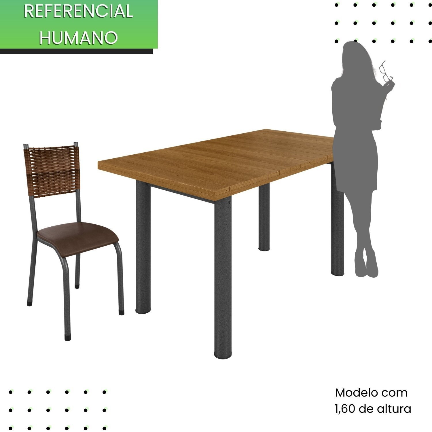 Conjunto Sala de Jantar 6 Cadeiras Mesa 140x75cm Tampo Madeira Maciça Ripado Mariana - 5