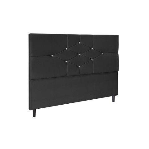 Cabeceira Camboriu Preto Estofada para Cama Box Casal King Size 195cm Quarto Luxo Jbe Móveis