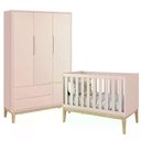 Ver imagem 1 de Conjunto de Quarto Classic Guarda Roupa 3 Portas e Berço Rosa Fosco Reller Móveis