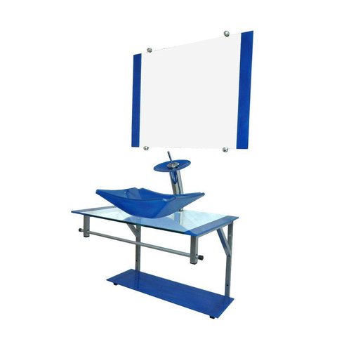 Gabinete de Vidro 60cm para Banheiro Cuba Chanfrada Azul - Dahora