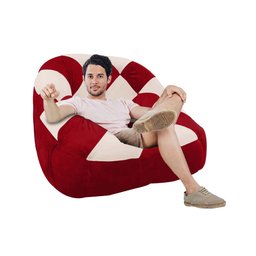 Poltrona Paloma Escritório Sala Pé Plástico Suede Vermelho e Suede Bege - Dominic Decor - 2