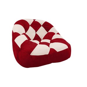Poltrona Paloma Escritório Sala Pé Plástico Suede Vermelho e Suede Bege - Dominic Decor