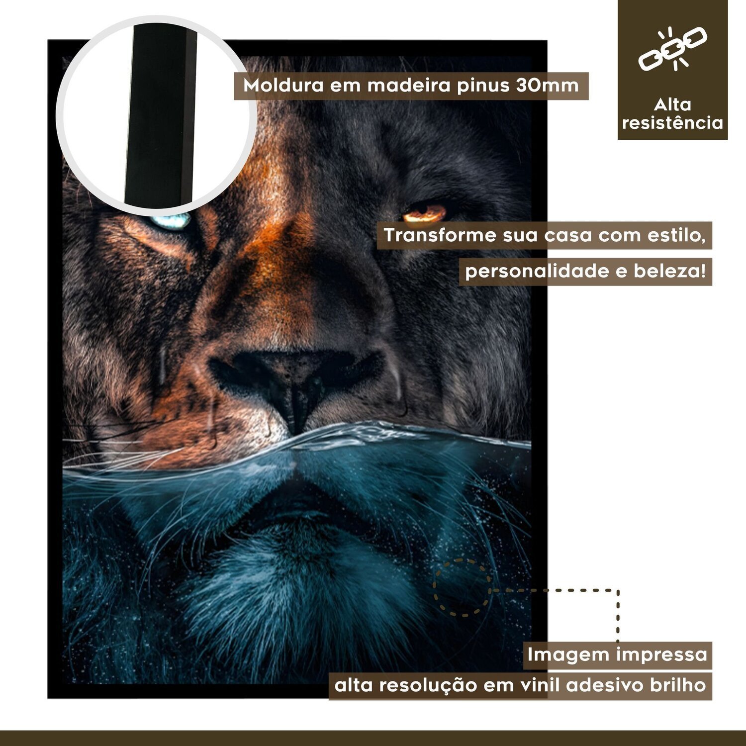 Quadro Decorativo Leão Animal 002 30x42 - 4