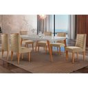 Ver imagem 1 de Conjunto: Mesa Sala Jantar Havana Curvo 180cm + 6 Cadeiras Dafne Naturale/off White - Linho Bege -