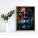 Ver imagem 2 de Quadro Decorativo Leão Predador 002 Moldura em Madeira 30x42cm