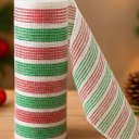 Ver imagem 3 de Kit 2 Telas Malha Tule Decorativa Natal Candy Tricolor Vermelho Verde e Branco 25cm x 5m Premium