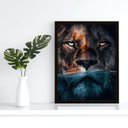 Ver imagem 2 de Quadro Decorativo Leão Predador 002 Moldura em Madeira 40x60cm