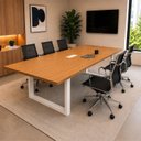 Ver imagem 1 de Mesa Reunião Industrial 200CMX90CM com 1 Caixas de Tomadas Pés Metal Corporate
