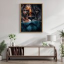 Ver imagem 1 de Quadro Decorativo Leão Predador 002 Moldura em Madeira 40x60cm