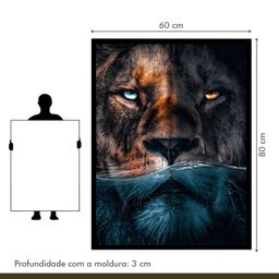 Quadro Decorativo Leão Predador 002 Moldura em Madeira com Vidro 60x80cm - 9