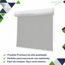Persiana Cortina Rolo Blackout Cinza com Bandô 1,40m X 1,40m - Sala Escritório Quarto - Blecaute - 2