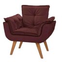Ver imagem 2 de Kit 2 Poltronas Decorativas Lidi Suede Marsala Pés Palito Caramelo para Sala de Estar Luxo - Bela De