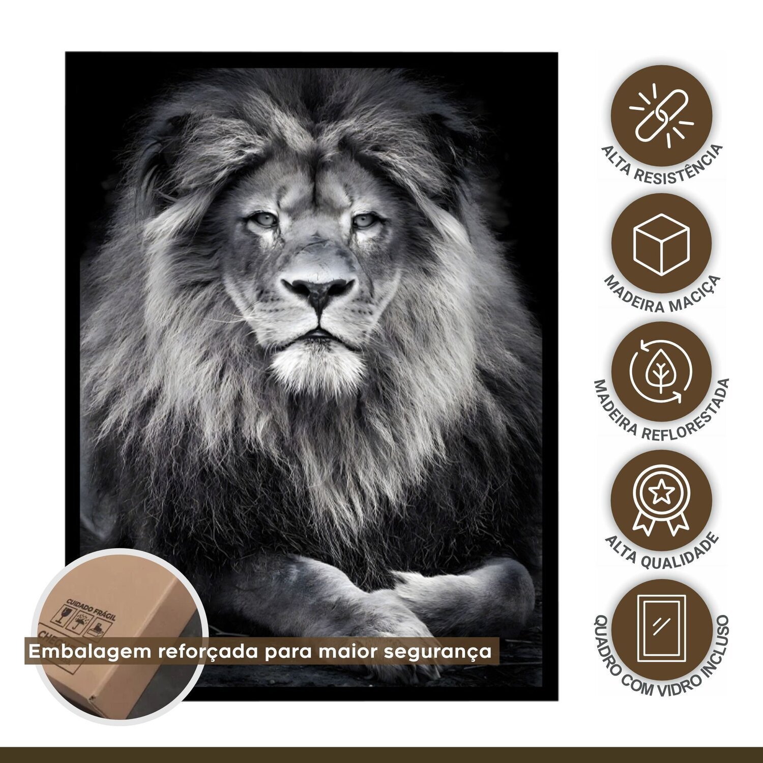 Quadro Decorativo Leão Animal 003 30x42 - 7