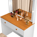 Ver imagem 5 de Penteadeira Maquiagem com Led 2 Gavetas Organizadoras Banco