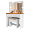 Ver imagem 4 de Penteadeira Maquiagem com Led 2 Gavetas Organizadoras Banco