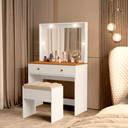 Ver imagem 1 de Penteadeira Maquiagem com Led 2 Gavetas Organizadoras Banco