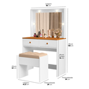 Ver imagem 7 de Penteadeira Maquiagem com Led 2 Gavetas Organizadoras Banco