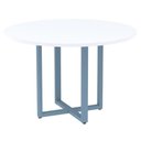Ver imagem 1 de Mesa de Reunião Redonda P25 Pandin 110 Cm (largura) Tampo Mdp Branco Pé Aço Tubular Azul Dali