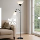 Ver imagem 6 de Abajur de Chão Poste Jardim Dupla Luminaria de Chao Luminaria Piso Pedestal Techled Preta