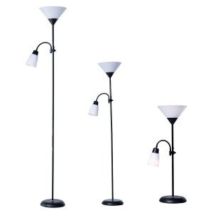 Abajur de Chão Poste Jardim Dupla Luminaria de Chao Luminaria Piso Pedestal Techled Preta