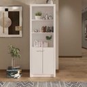 Ver mais imagens de Kit para Escritório Mesa em L e Estante 2 Portas 3 Gavetas MDP Branco Tecno Mobili