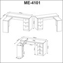 Ver imagem 5 de Kit para Escritório Mesa em L e Estante 2 Portas 3 Gavetas MDP Branco Tecno Mobili