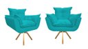 Ver imagem 1 de Kit 2 Poltronas Decorativa Opala Base Giratória Suede Azul Tifany Ms Decor