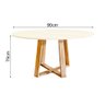 Mesa Eames Eiffel Jantar Livia Tampo Redondo Premium 90cm Pés Madeira Maciça - Off White - 3