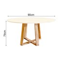 Ver imagem 3 de Mesa Eames Eiffel Jantar Livia Tampo Redondo Premium 90cm Pés Madeira Maciça - Off White