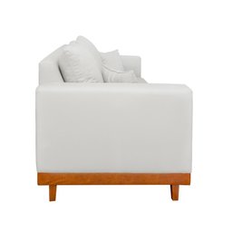 Sofá Living 3 Lugares Linho Resistente Madeira + Almofadas Cor:bege - 3