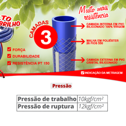 Jogo Mangueira Trançada Siliconada Premium Bitola 1/2'' Espessura 2mm Rolo 20 Metros Durín - 4