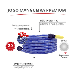 Jogo Mangueira Trançada Siliconada Premium Bitola 1/2'' Espessura 2mm Rolo 20 Metros Durín - 2