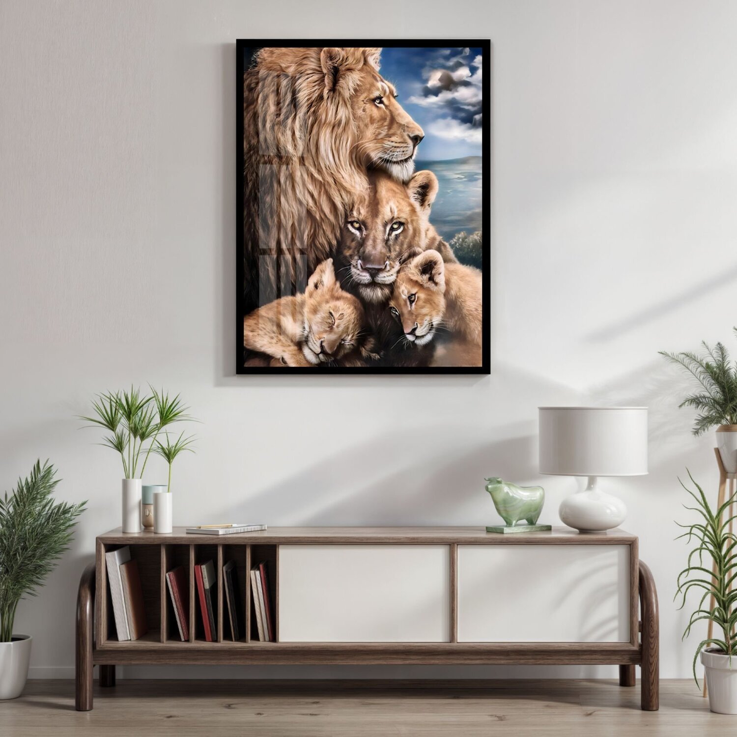 Quadro Decorativo Leão Leoa e Filhotes Animal 005 30x42 - 1