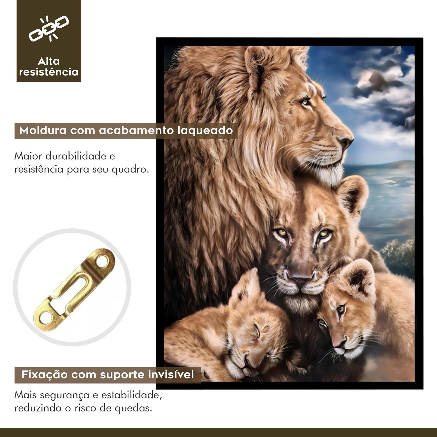 Quadro Decorativo Leão Leoa e Filhotes Animal 005 30x42 - 5