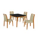 Ver imagem 2 de Mesa Jantar Luxo Jade 120x90cm Preto com 4 Cadeiras Estofadas Veludo Bege Base Madeira Maciça Mel
