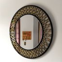 Ver imagem 2 de Espelho decorativo de parede redondo com moldura Premium Atenas Dourado