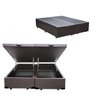 Cama Báu Box Base Queen Bipartido Sintético Marrom com Pistão a Gás. - 1