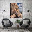 Ver imagem 3 de Quadro Decorativo Familia Leão 005 Moldura em Madeira com Vidro 40x60cm