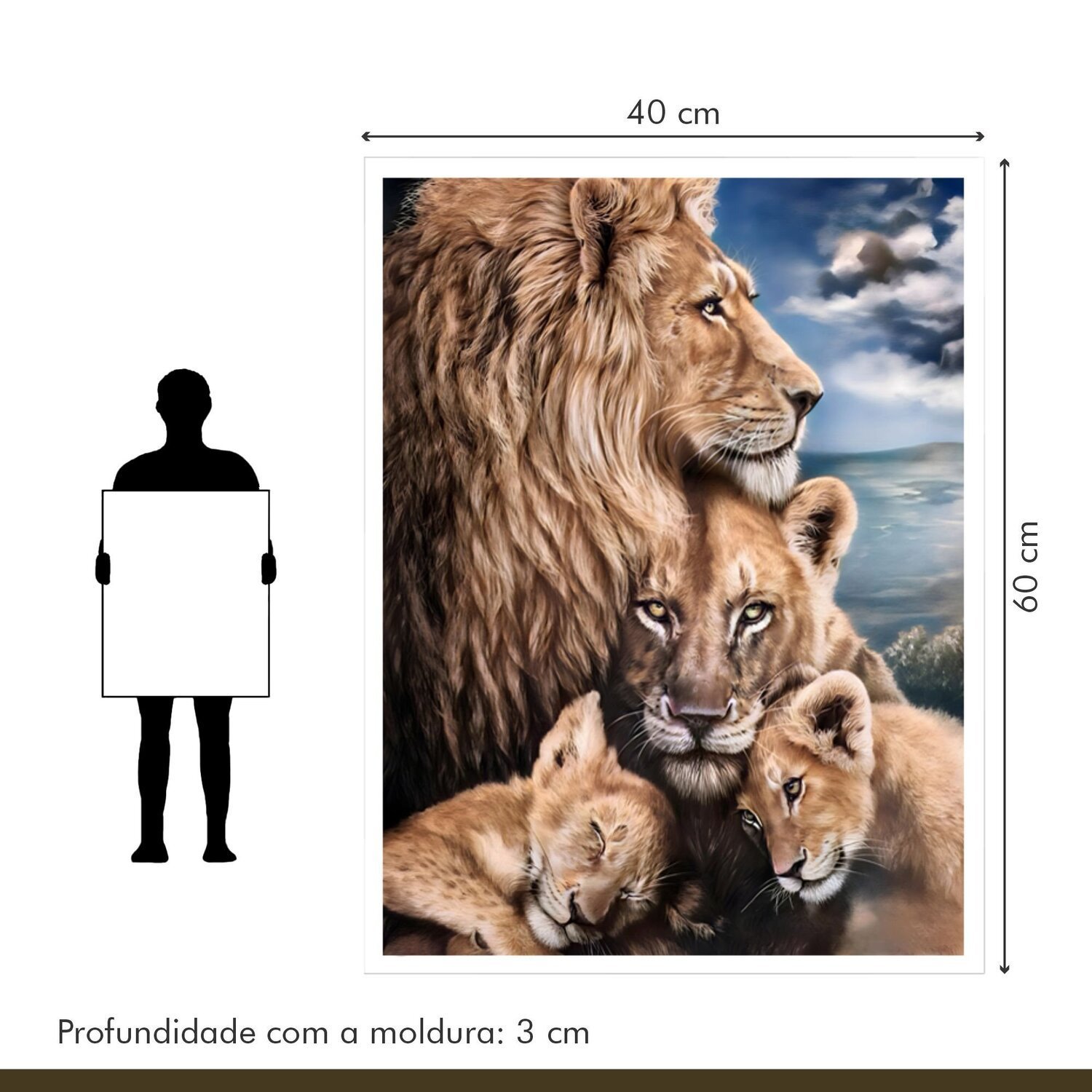 Quadro Decorativo Leão Leoa e Filhotes Animal 005 40x60 - 8