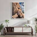 Ver imagem 1 de Quadro Decorativo Familia Leão 005 Moldura em Madeira com Vidro 40x60cm