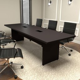 Mesa de Reunião 8 Pessoas 2,70m Preta 2 Caixas de Tomadas F5 Cor:preto - 1
