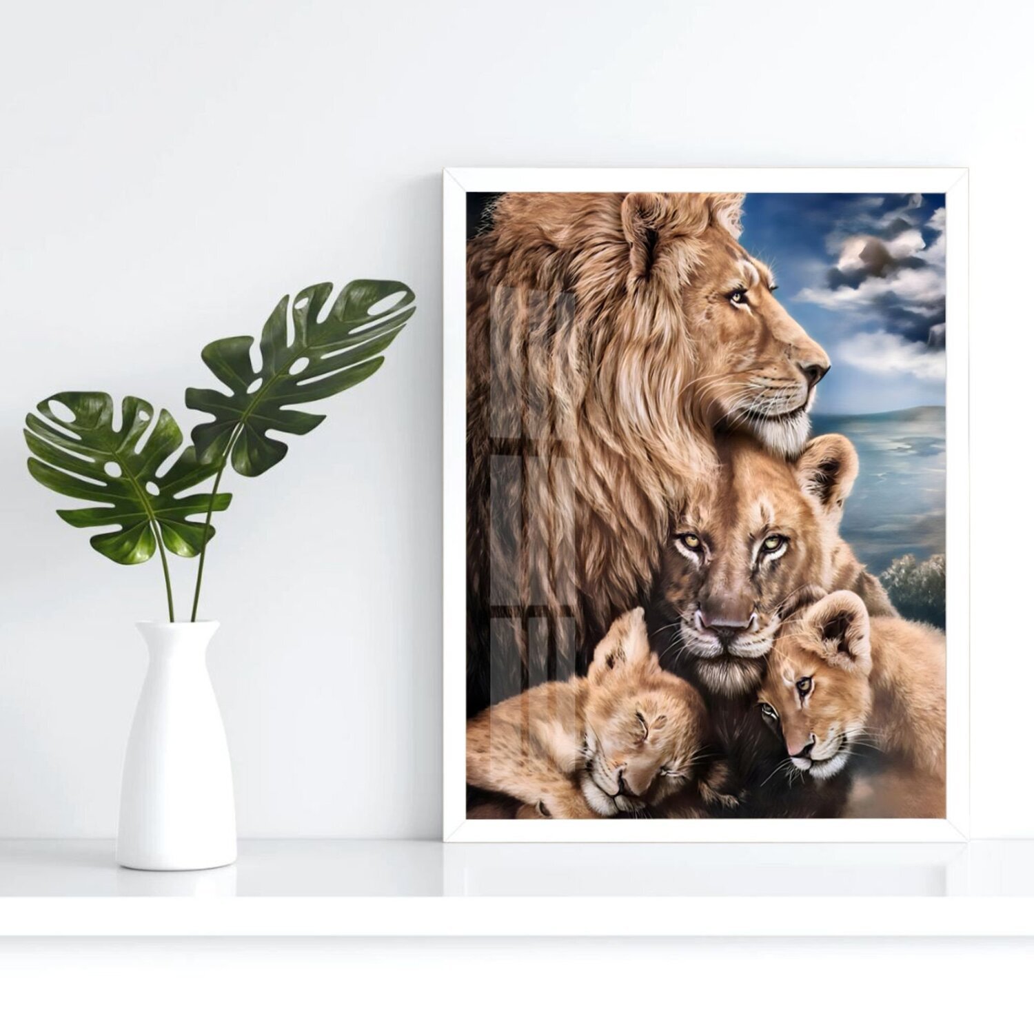Quadro Decorativo Leão Leoa e Filhotes Animal 005 60x80 - 2