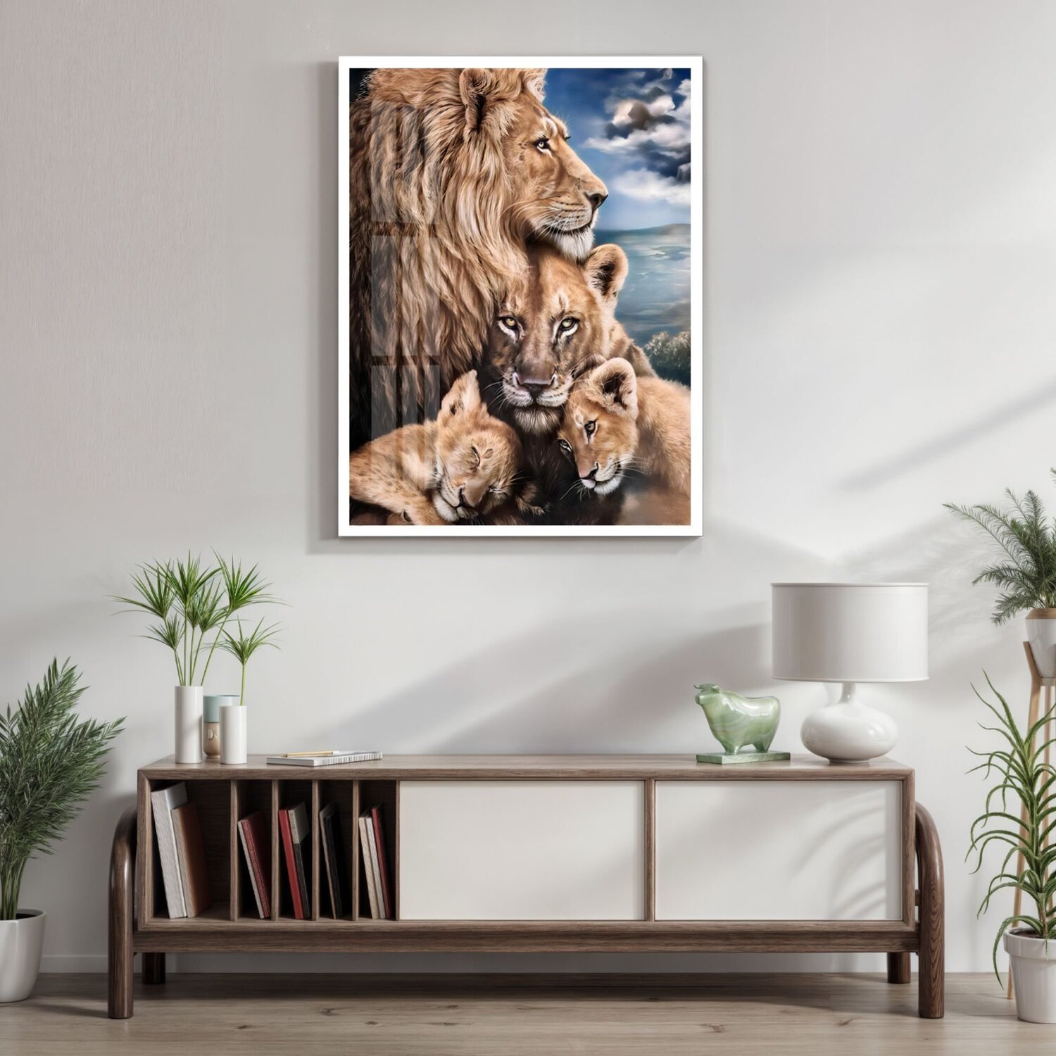 Quadro Decorativo Leão Leoa e Filhotes Animal 005 60x80 - 1