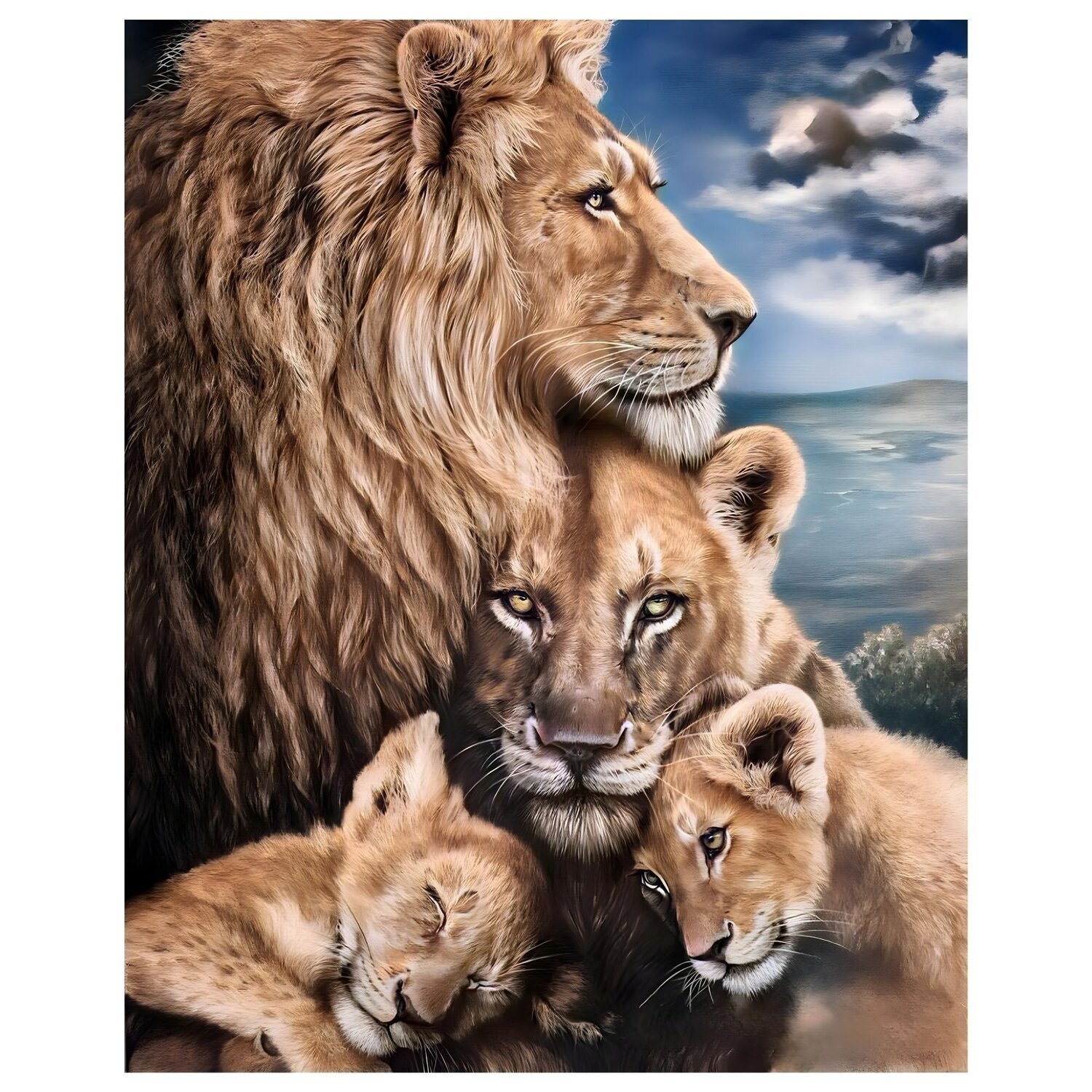 Quadro Decorativo Leão Leoa e Filhotes Animal 005 60x80 - 9