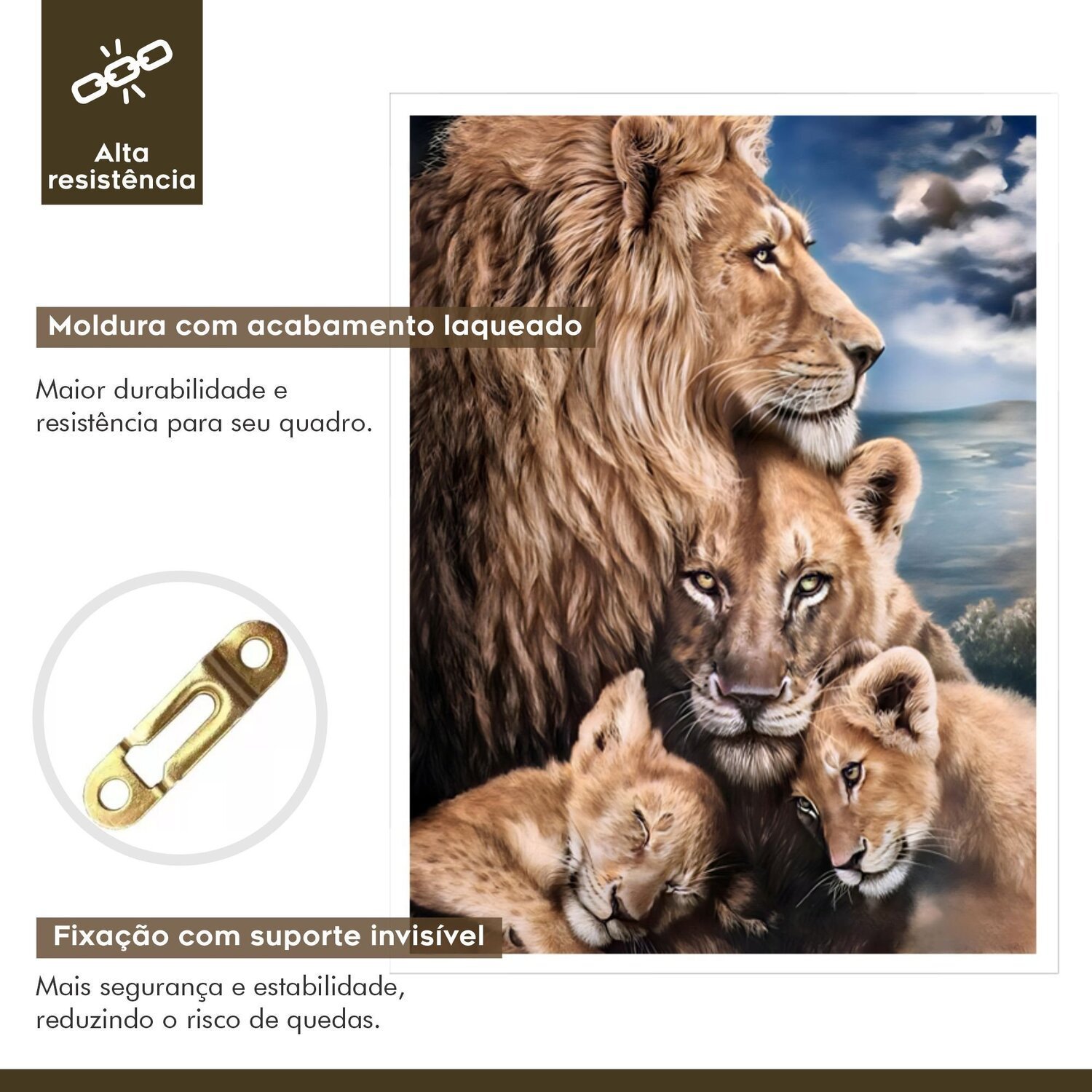 Quadro Decorativo Leão Leoa e Filhotes Animal 005 60x80 - 5