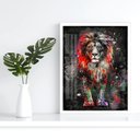 Ver imagem 2 de Quadro Decorativo Leão Colorido 006 Moldura em Madeira com Vidro 30x42cm