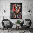Ver imagem 3 de Quadro Decorativo Leão Colorido 006 Moldura em Madeira com Vidro 30x42cm