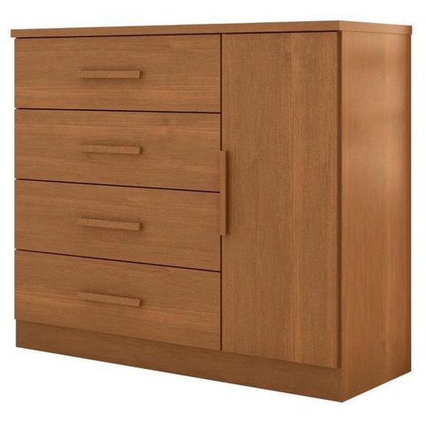 Cômoda Sapateira Genova Plus 1 Porta 4 Gavetas Cinamomo Fosco - Zanzini