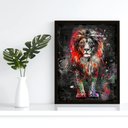 Ver imagem 2 de Quadro Decorativo Leão Colorido 006 Moldura em Madeira 40x60cm