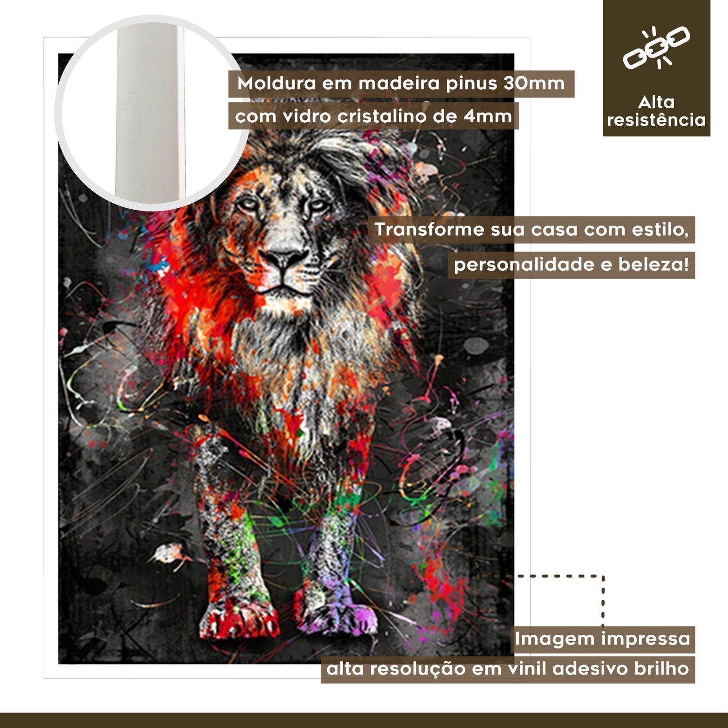 Quadro Decorativo Leão Animal 006 40x60 - 4